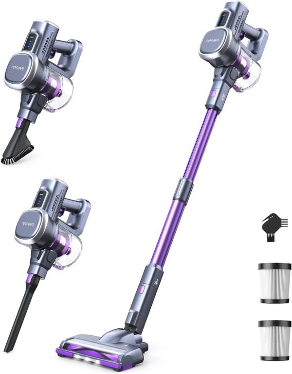 Lubluelu-Cordless Self-Standing Vacuum Cleaner, 25KPa leistungsstarke Saugkraft, 220W Stick Hoover für Tierhaare, Hartböden und Teppiche, 600ml Mülleimer - Image 2