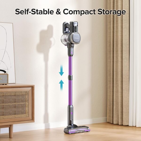 Lubluelu-Cordless Self-Standing Vacuum Cleaner, 25KPa leistungsstarke Saugkraft, 220W Stick Hoover für Tierhaare, Hartböden und Teppiche, 600ml Mülleimer - Image 5