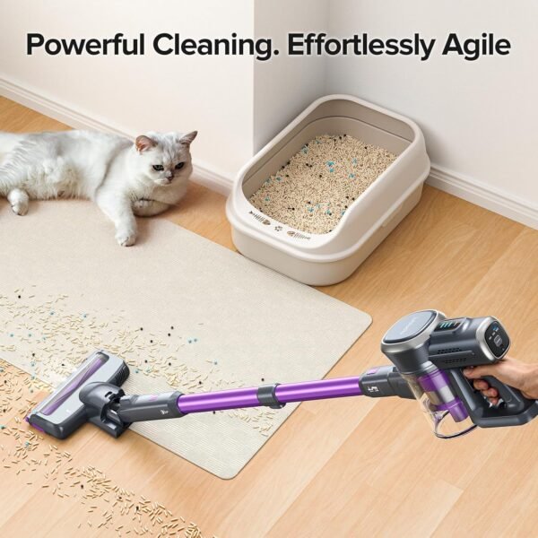 Lubluelu-Cordless Self-Standing Vacuum Cleaner, 25KPa leistungsstarke Saugkraft, 220W Stick Hoover für Tierhaare, Hartböden und Teppiche, 600ml Mülleimer - Image 4