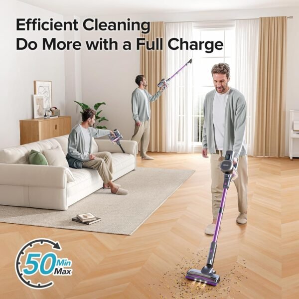 Lubluelu-Cordless Self-Standing Vacuum Cleaner, 25KPa leistungsstarke Saugkraft, 220W Stick Hoover für Tierhaare, Hartböden und Teppiche, 600ml Mülleimer - Image 3